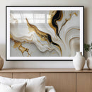 Gold Waves on Pure White Canvas – Gold Abstract Art for