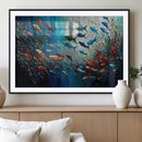 Modern Abstract Fish Shoal Wall Art Canvas Print, Colorful