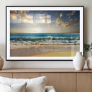 Golden Sunset Beach Triptych Canvas Wall Art for Living Room