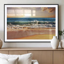 Sunset Beach Wall Art - 3-Panel Framed Canvas Print, Ready