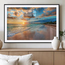 Serene Beach Sunset Wall Art | Coastal Ocean Canvas Print |