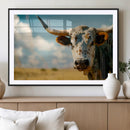Longhorn in the Prairie - Stunning Ranch-Style Triptych Wall