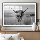 Texas Cow Longhorn Wall Art Canvas Print for Farm House Wall