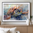 Watercolor Sea Turtle Wall Art Canvas Print - Vibrant Ocean
