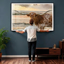 Texas Longhorn Wall Art Canvas Print, Rustic Ranch Decor,