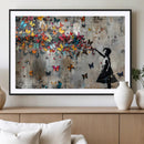 Banksy Wall Art - Banksy Girl and Butterfly Explosion Wall