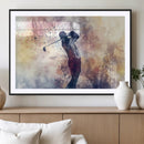Abstract Watercolor Golf Player Wall Art Canvas Print