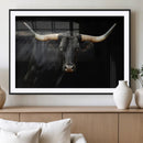 Black Bull Wall Art – Majestic Longhorn Canvas Print with