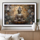 Golden Buddha Wall Art Canvas Print | Zen Meditation Floral