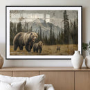 Rustic Grizzly 399 Bear Family Wall Art Canvas Print