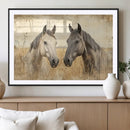 Chines Ink Style Grunge Horses Wall Art Canvas Print