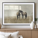 Chines Style Grunge Horses Wall Art Canvas Print