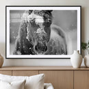 Black and White Horse Winter Wall Art | Ready to Hang and