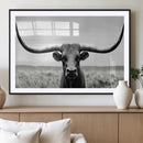 Longhorn Bull Canvas Print | Rustic Farmhouse Wall Art |