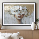 Golden Petal Wall Art - Canvas Print Flower Head Woman