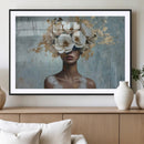 Golden Petal Wall Art - Petal Silhouette Woman Wall Art by MyGreatCanvas | Canvas Wall Art Prints | Photo Prints & Wall Decor