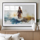 Watercolor Jesus Walking Wall Art Print, Jesus Water Canvas