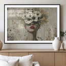 Abstract Floral Women Patel Wall Art Canvas Print