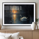 Abstract Swan on Water Wall Art Canvas Print - Elegant