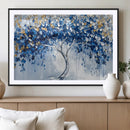 Blue and Gold Abstract Tree Wall Art Canvas Print | Modern
