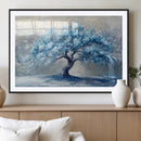 Abstract Blue Tree Art Canvas Print, Majestic Tree Wall Art