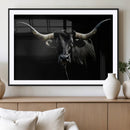 Texas Black Longhorn Bull Wall Art Canvas Print - Western by MyGreatCanvas | Canvas Wall Art Prints | Photo Prints & Wall Decor