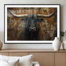 Longhorn Texas Cow Bull Wall Art | Rustic Farmhouse Canvas by MyGreatCanvas | Canvas Wall Art Prints | Photo Prints & Wall Decor