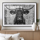 Abstract Longhorn Bull Wall Art Canvas Print - Rustic Texas