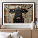 Rustic Texas Artwork Wall Art Canvas Print - Abstract Cow