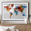 Colorful World Map Canvas Wall Art Print, Contemporary