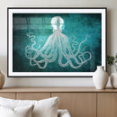 Green Octopus Abstract Wall Art Canvas Print