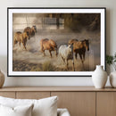 Large Wall Art 5 Horses Running on Sand Canvas Print