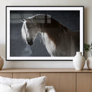 Large Wall Art Cream Colored Horse on Grey Background Canvas