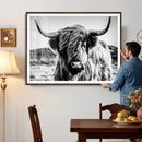 Highland Cow Wall Art – Black and White Framed Farmhouse by MyGreatCanvas | Canvas Wall Art Prints | Photo Prints & Wall Decor