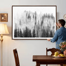 Forest Wall Art Print | Foggy Pine Forest Canvas Wall Art -
