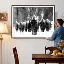 Bison Herd in Snow Wall Art Canvas Print | Rustic Western