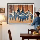 Rustic Wood Style Mountain Wall Art, Nature Forest Canvas