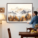Abstract Mountain Wall Art | Misty Mountain Forest and