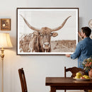 Longhorn Cow Wall Art Canvas Print – Framed Texas Ranch