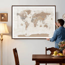 Framed Large World Map Canvas Print for Office Decor by MyGreatCanvas | Canvas Wall Art Prints | Photo Prints & Wall Decor