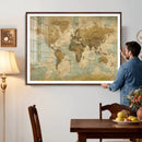 Vintage World Map Wall Art Canvas Print, Detailed World Map