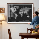 Black World Map Wall Art Canvas Print – Detailed Map of the by MyGreatCanvas | Canvas Wall Art Prints | Photo Prints & Wall Decor