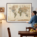 Framed World Map Wall Art for Home and Office Decor