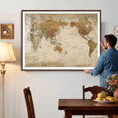 Vintage Detailed World Map Wall Art Canvas Print – Antique
