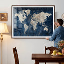 Large Blue World Map Wall Art Canvas Print for Home Office by MyGreatCanvas | Canvas Wall Art Prints | Photo Prints & Wall Decor