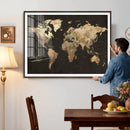 Framed World Map with Pin Canvas Print – Detailed World Map