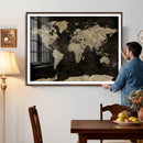 Push Pin World Map Canvas Wall Art Print, Interactive Travel