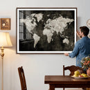 Vintage World Map Wall Art Canvas Print – Framed Large Map