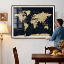 Dark World Map Canvas Wall Art Print, Minimal Black and Gold by MyGreatCanvas | Canvas Wall Art Prints | Photo Prints & Wall Decor