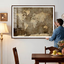 Dark Vintage World Map Canvas Wall Art Print, Antique Map